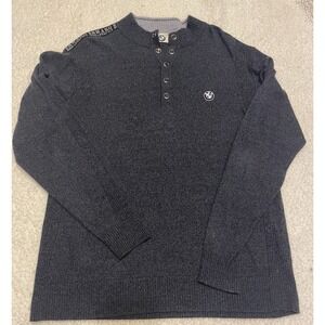 Men's Official BMW 100% Wool Black/gray Quarter Snap Up Pull Over Size XL